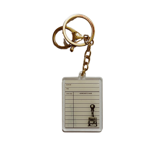 Library Catalog Card Acrylic Keychain and Bag Charm